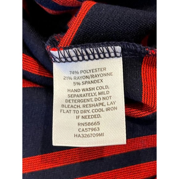 Halogen Women Striped Sweater Dress Stretch Side Slit Cowl Neck Blue Red Size S - Picture 10 of 11